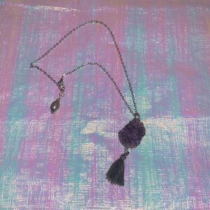 Costume Jewelry Amethyst Silver Necklace